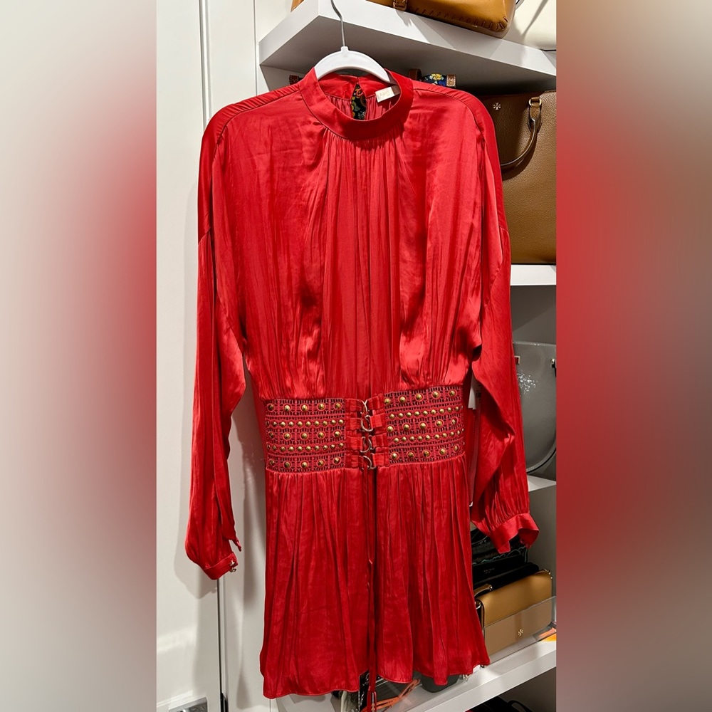 Amy Brook Red Satin Embellished Dress